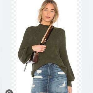 Apiece Apart Sequoia Mock Neck Knit Army Green Cashmere Blend Sweater Size XS